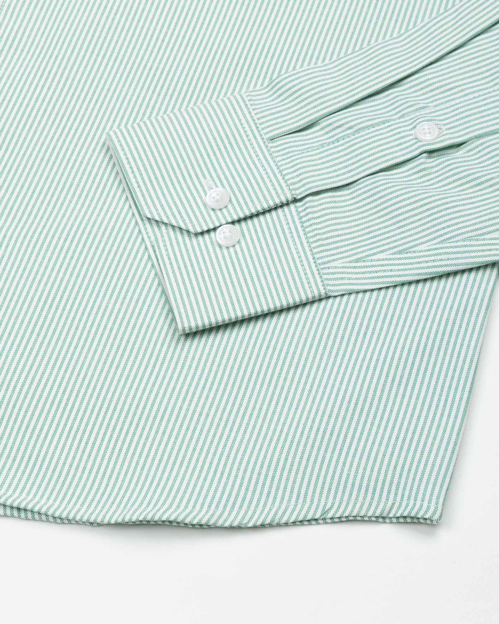 Serac Green Stripe Button Down Cotton Shirt - John Ellies