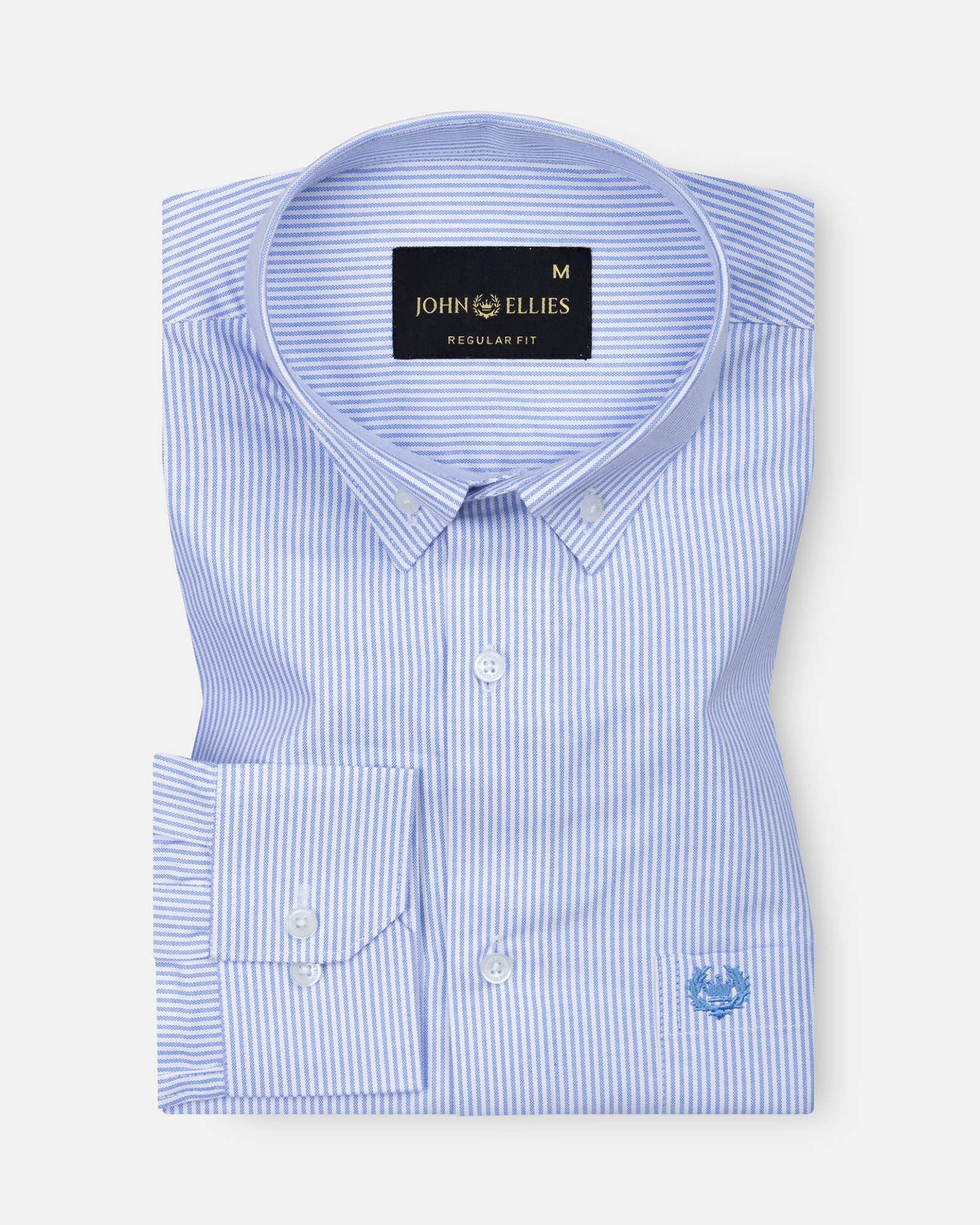 Serac Blue Stripe Button Down Cotton Shirt - John Ellies