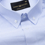 Serac Blue Stripe Button Down Cotton Shirt - John Ellies