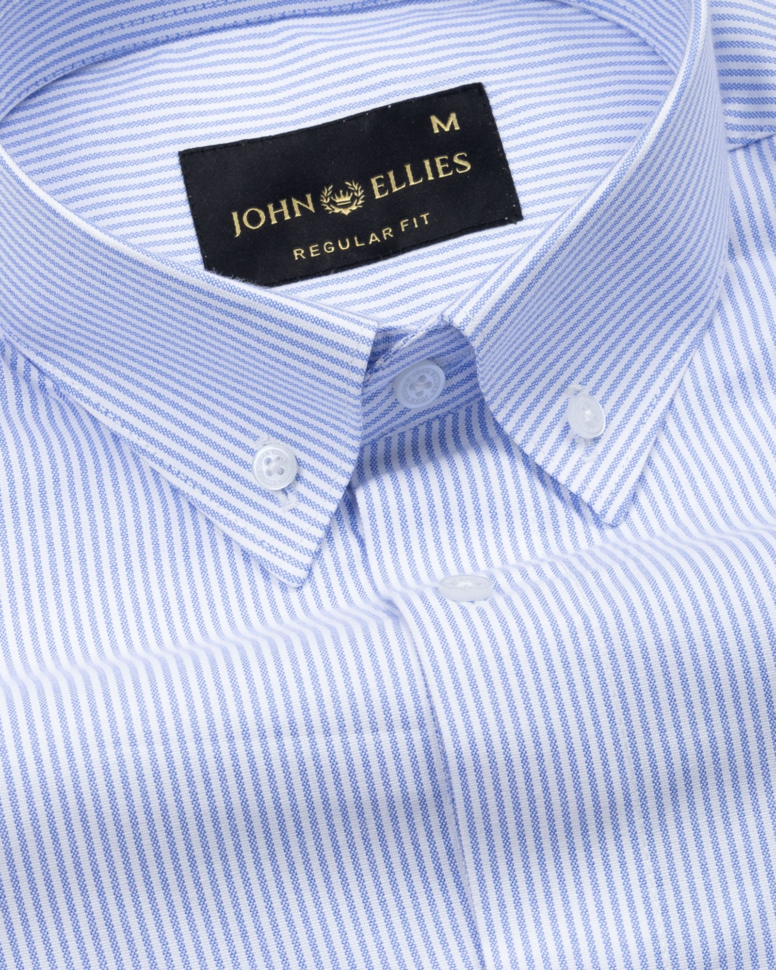 Serac Blue Stripe Button Down Cotton Shirt - John Ellies