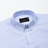 Serac Blue Stripe Button Down Cotton Shirt - John Ellies