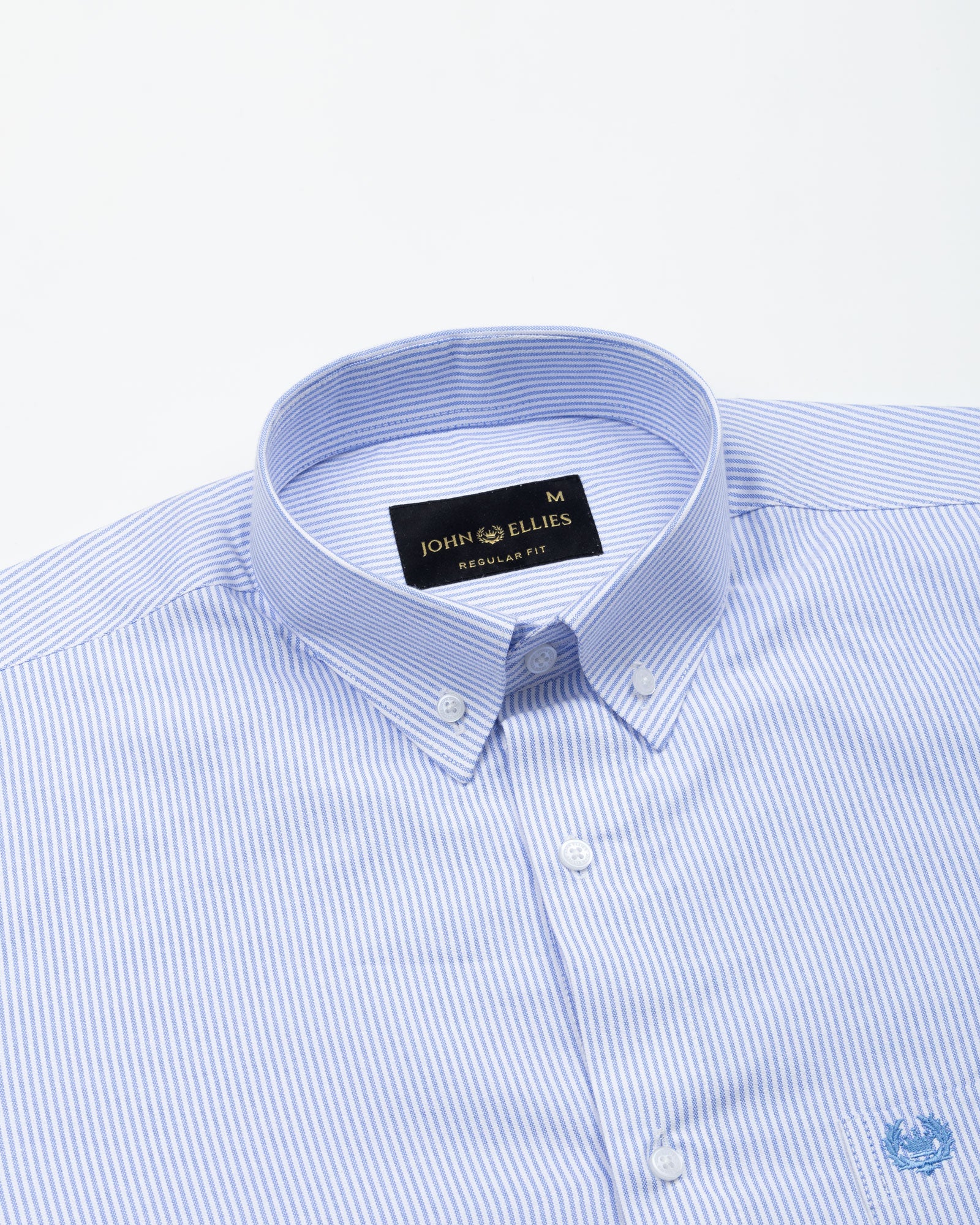 Serac Blue Stripe Button Down Cotton Shirt - John Ellies