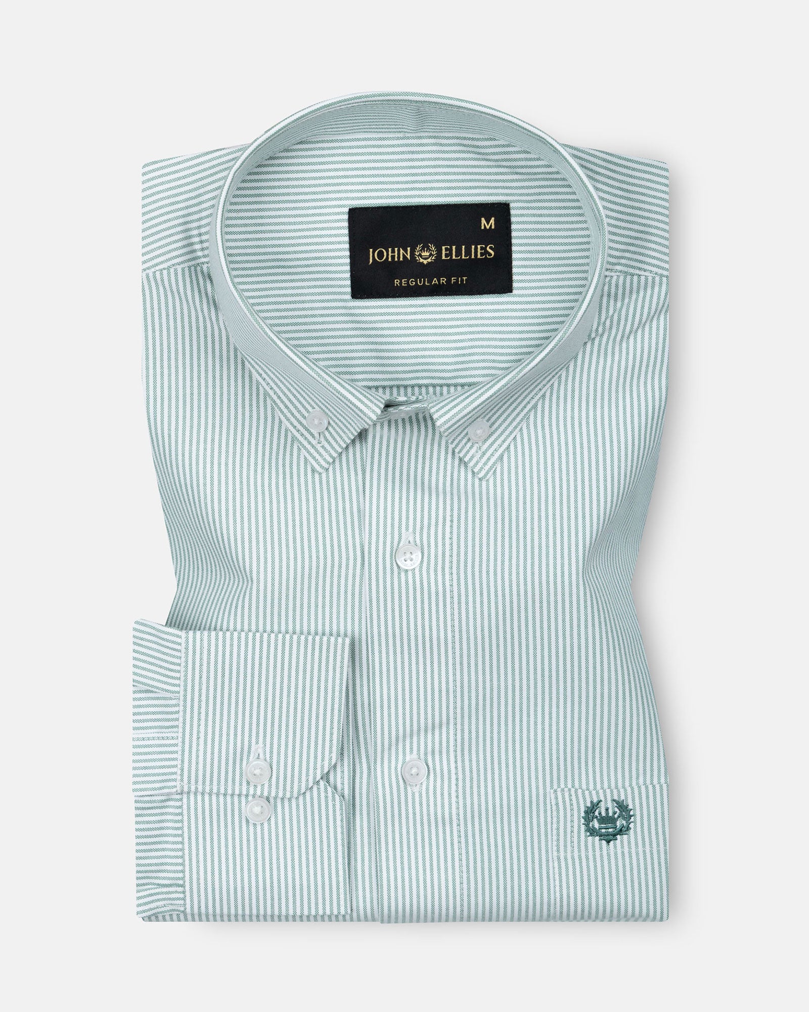 Serac Olive Stripe Button Down Cotton Shirt - John Ellies