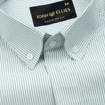 Serac Olive Stripe Button Down Cotton Shirt - John Ellies