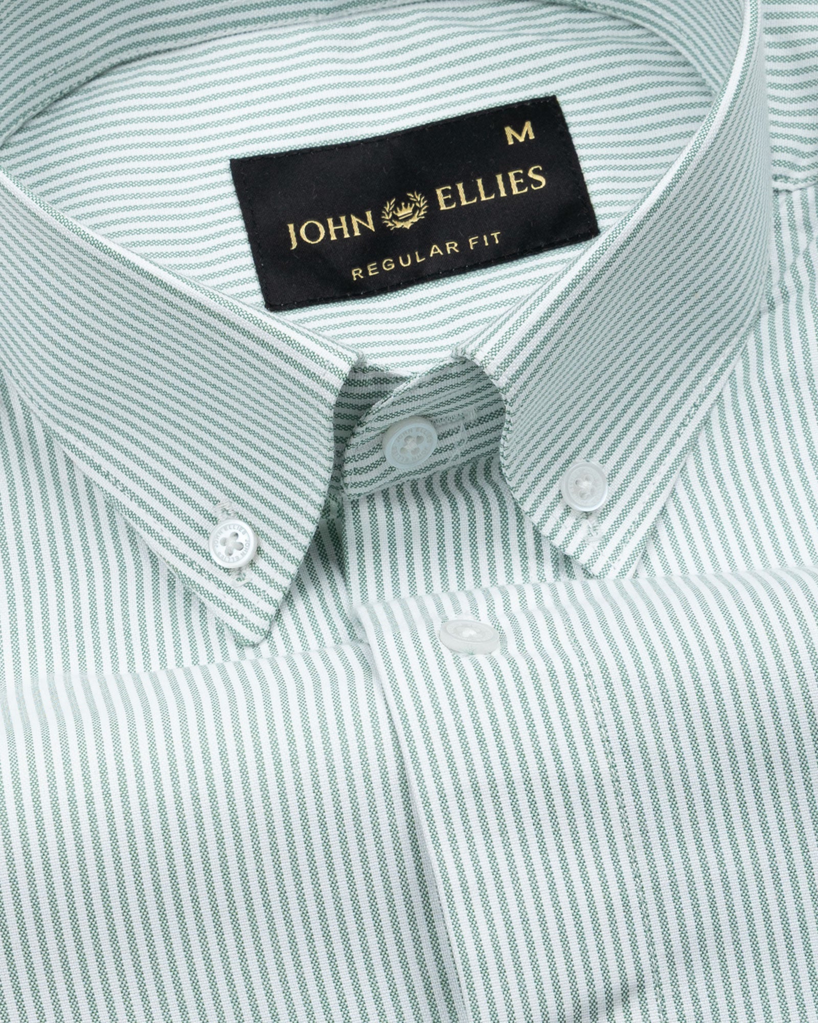 Serac Olive Stripe Button Down Cotton Shirt - John Ellies