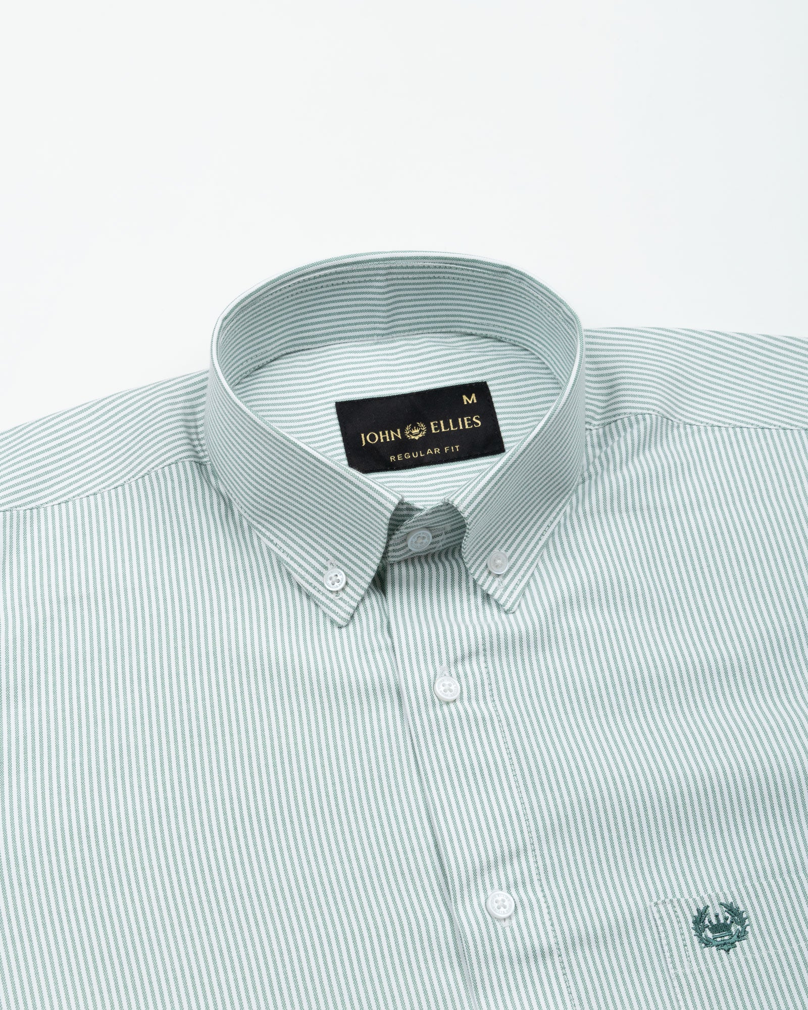 Serac Olive Stripe Button Down Cotton Shirt - John Ellies