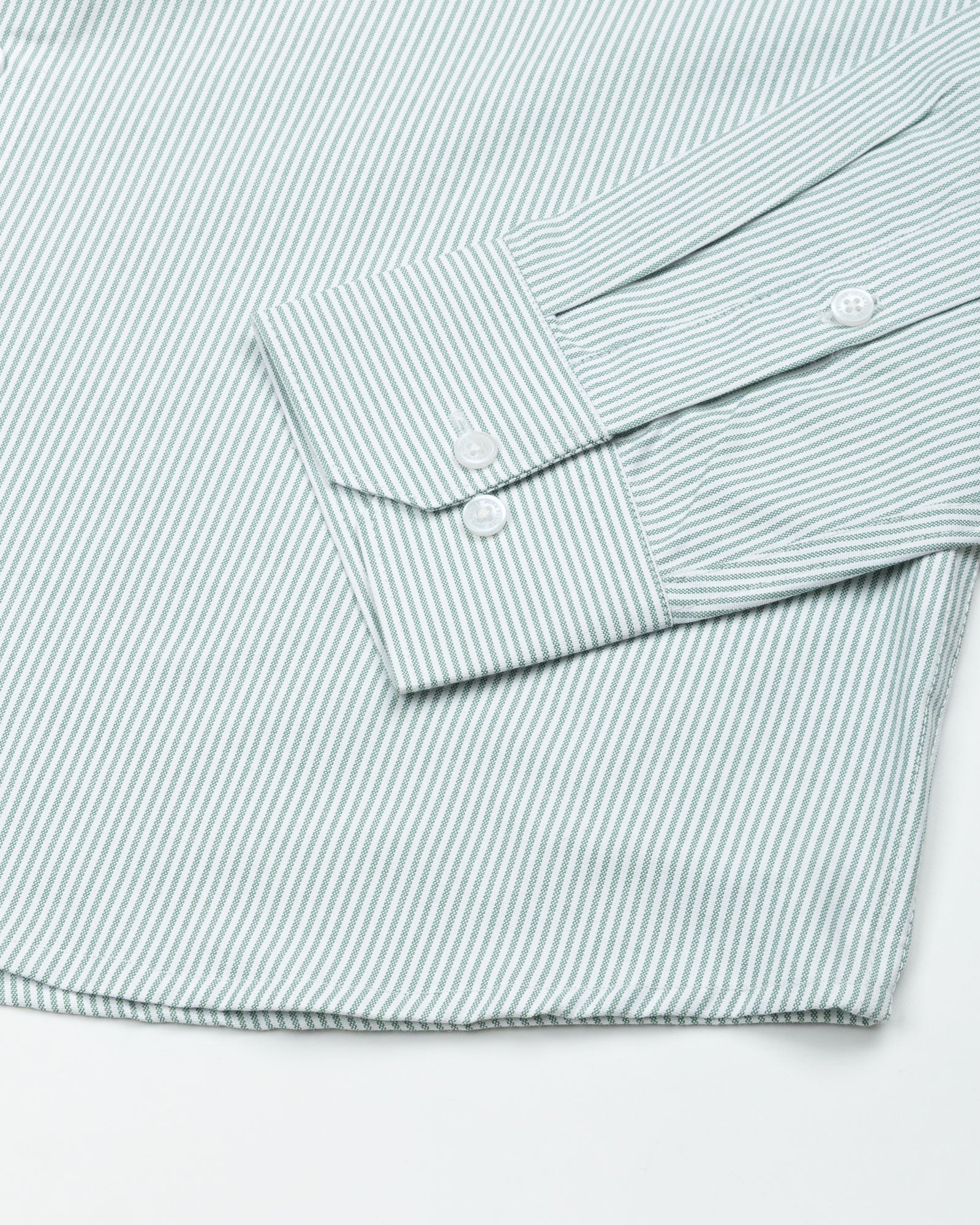 Serac Olive Stripe Button Down Cotton Shirt - John Ellies
