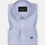 Serac Navy Blue Stripe Button Down Cotton Shirt - John Ellies