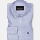 Serac Navy Blue Stripe Button Down Cotton Shirt - John Ellies