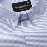 Serac Navy Blue Stripe Button Down Cotton Shirt - John Ellies