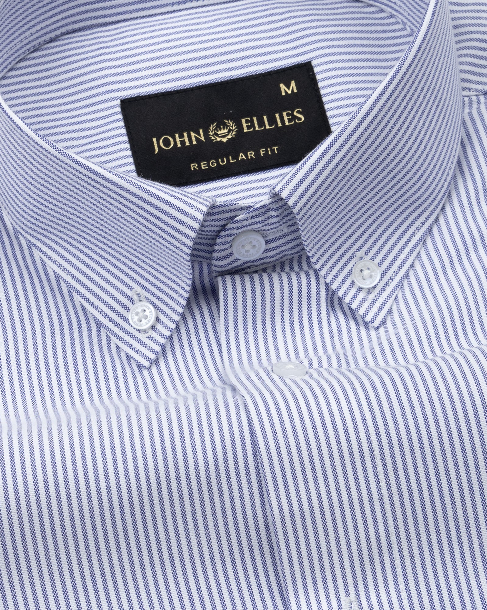 Serac Navy Blue Stripe Button Down Cotton Shirt - John Ellies