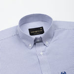 Serac Navy Blue Stripe Button Down Cotton Shirt - John Ellies