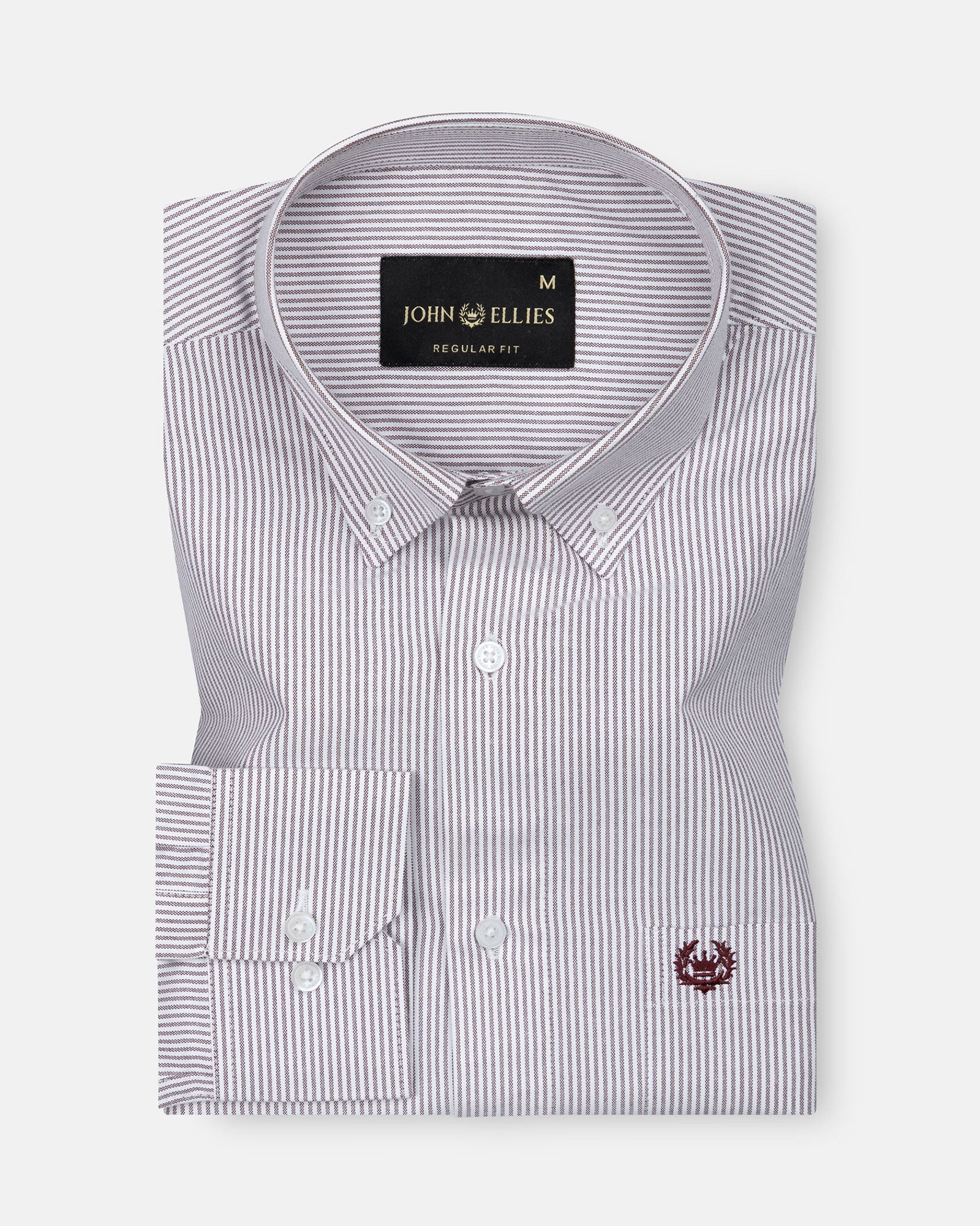 Serac Brown Stripe Button Down Cotton Shirt - John Ellies