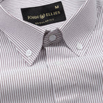 Serac Brown Stripe Button Down Cotton Shirt - John Ellies