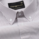 Serac Brown Stripe Button Down Cotton Shirt - John Ellies