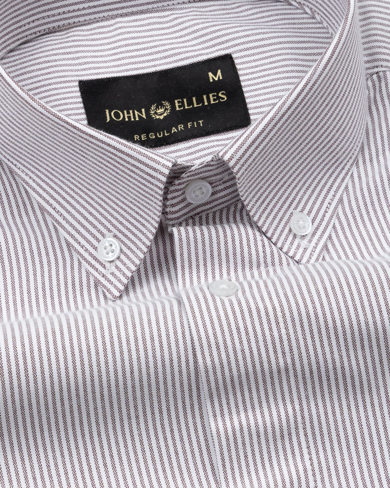 Serac Brown Stripe Button Down Cotton Shirt - John Ellies