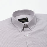 Serac Brown Stripe Button Down Cotton Shirt - John Ellies
