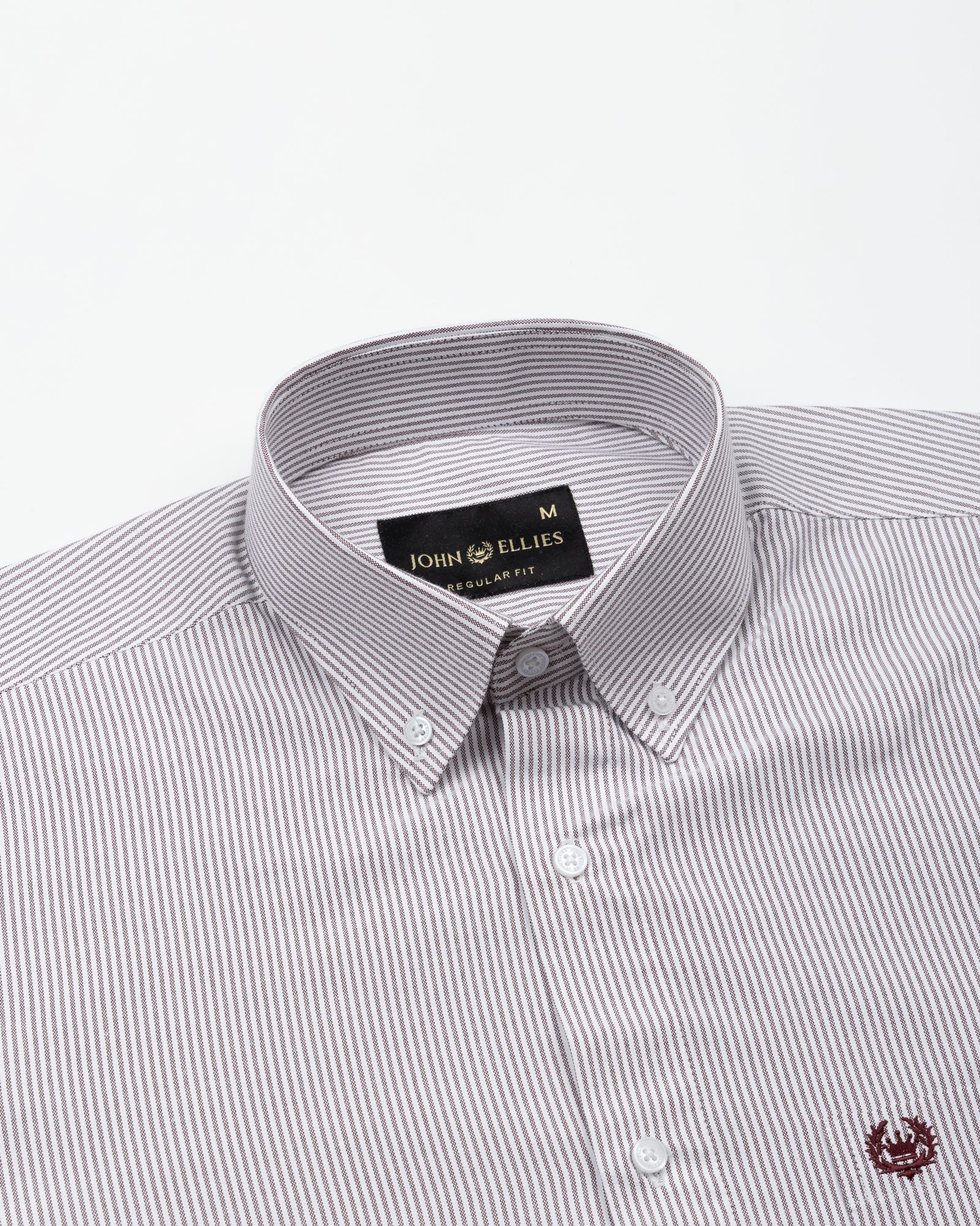 Serac Brown Stripe Button Down Cotton Shirt - John Ellies