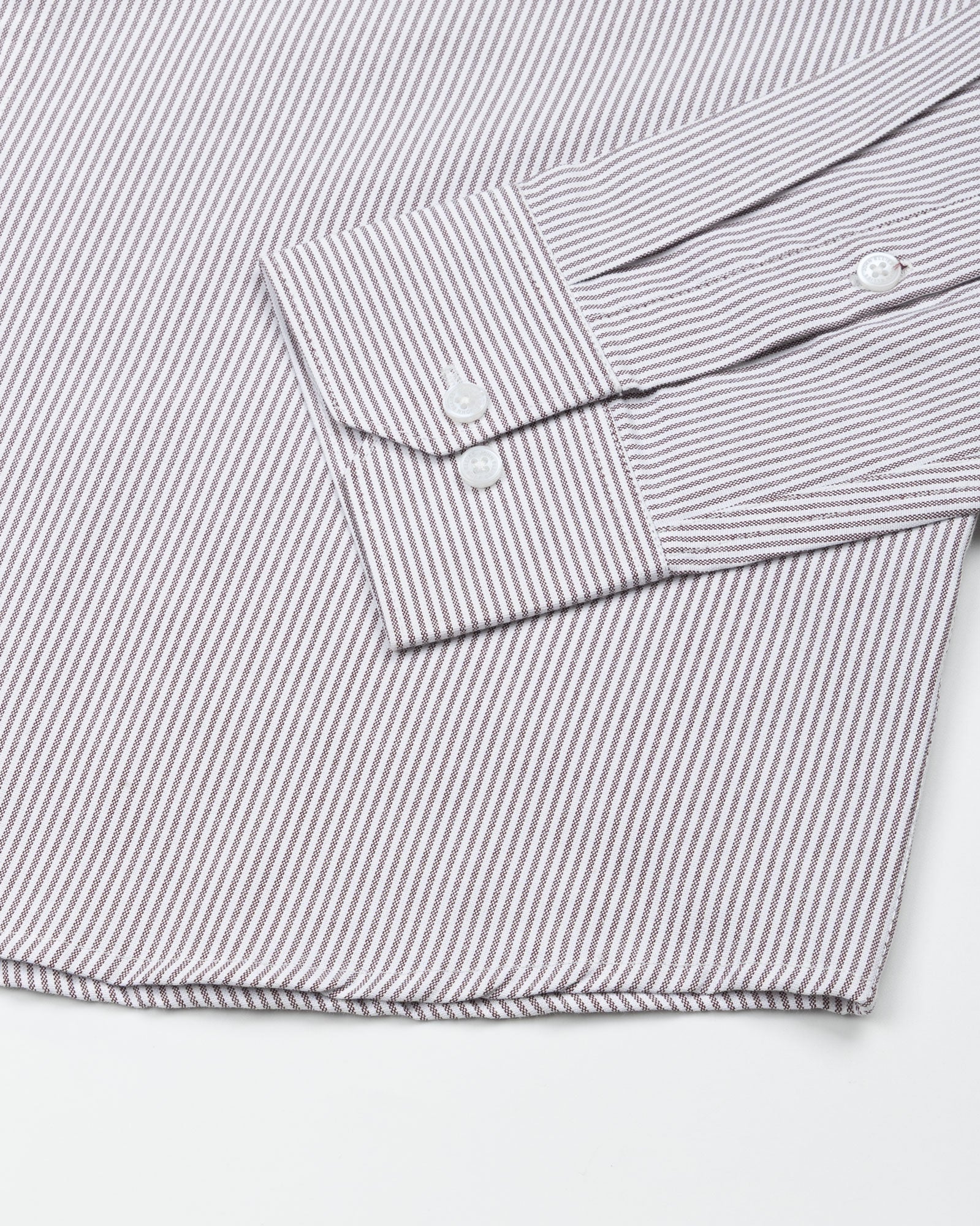 Serac Brown Stripe Button Down Cotton Shirt - John Ellies