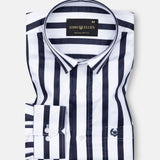 Ardine Navy Blue Stripe Cotton Shirt - John Ellies