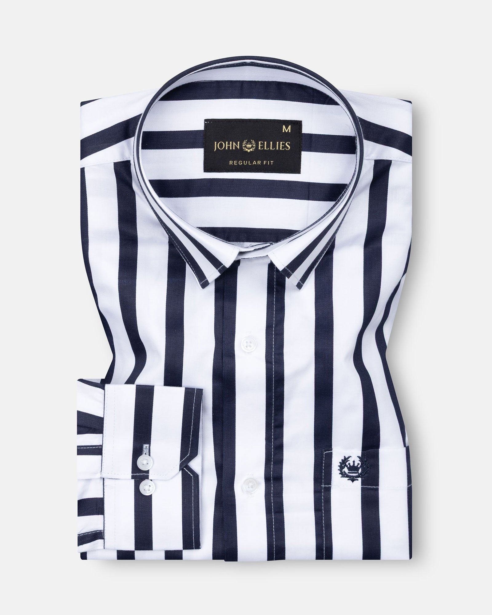 Ardine Navy Blue Stripe Cotton Shirt - John Ellies