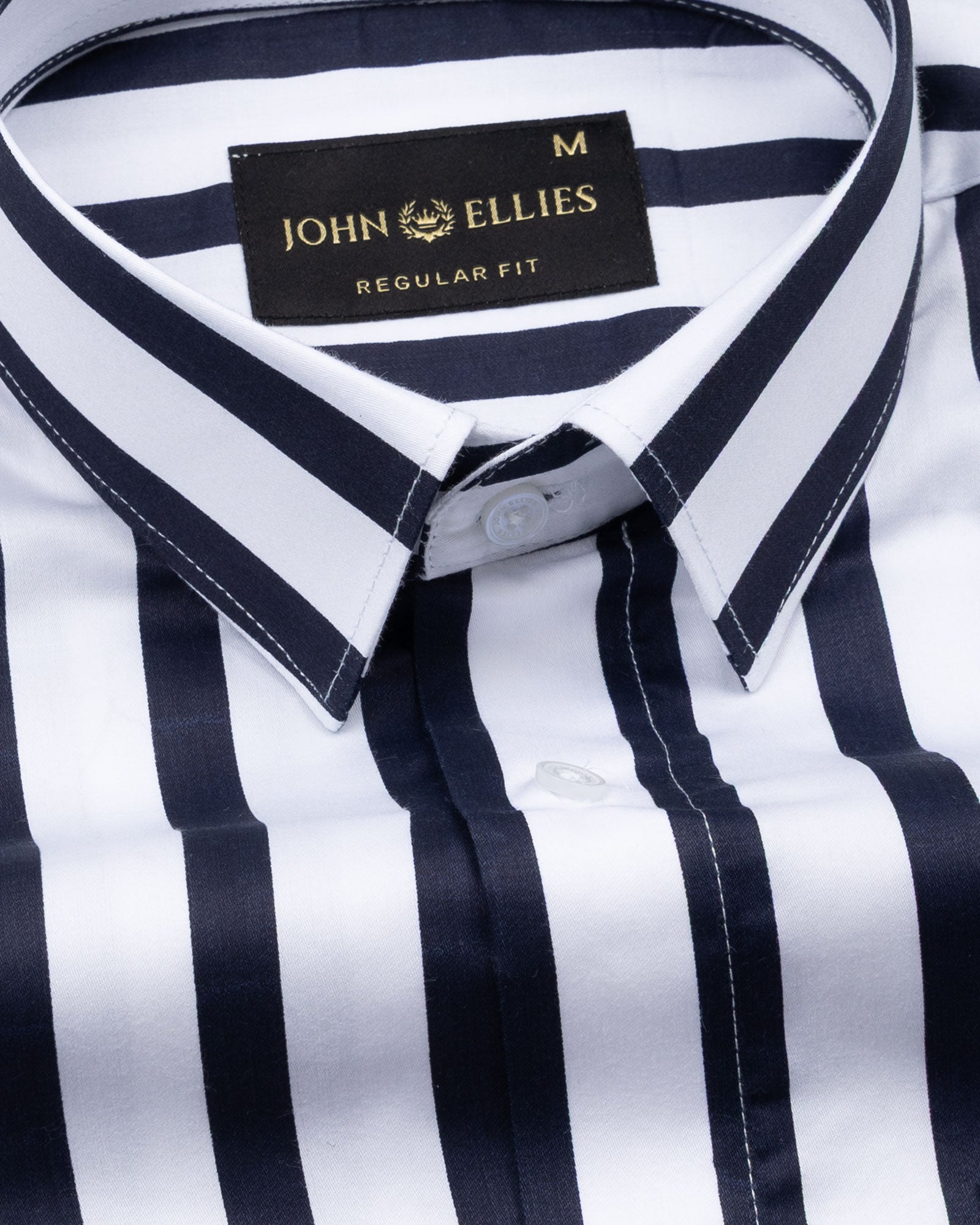 Ardine Navy Blue Stripe Cotton Shirt - John Ellies