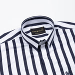 Ardine Navy Blue Stripe Cotton Shirt - John Ellies