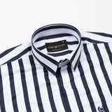 Ardine Navy Blue Stripe Cotton Shirt - John Ellies