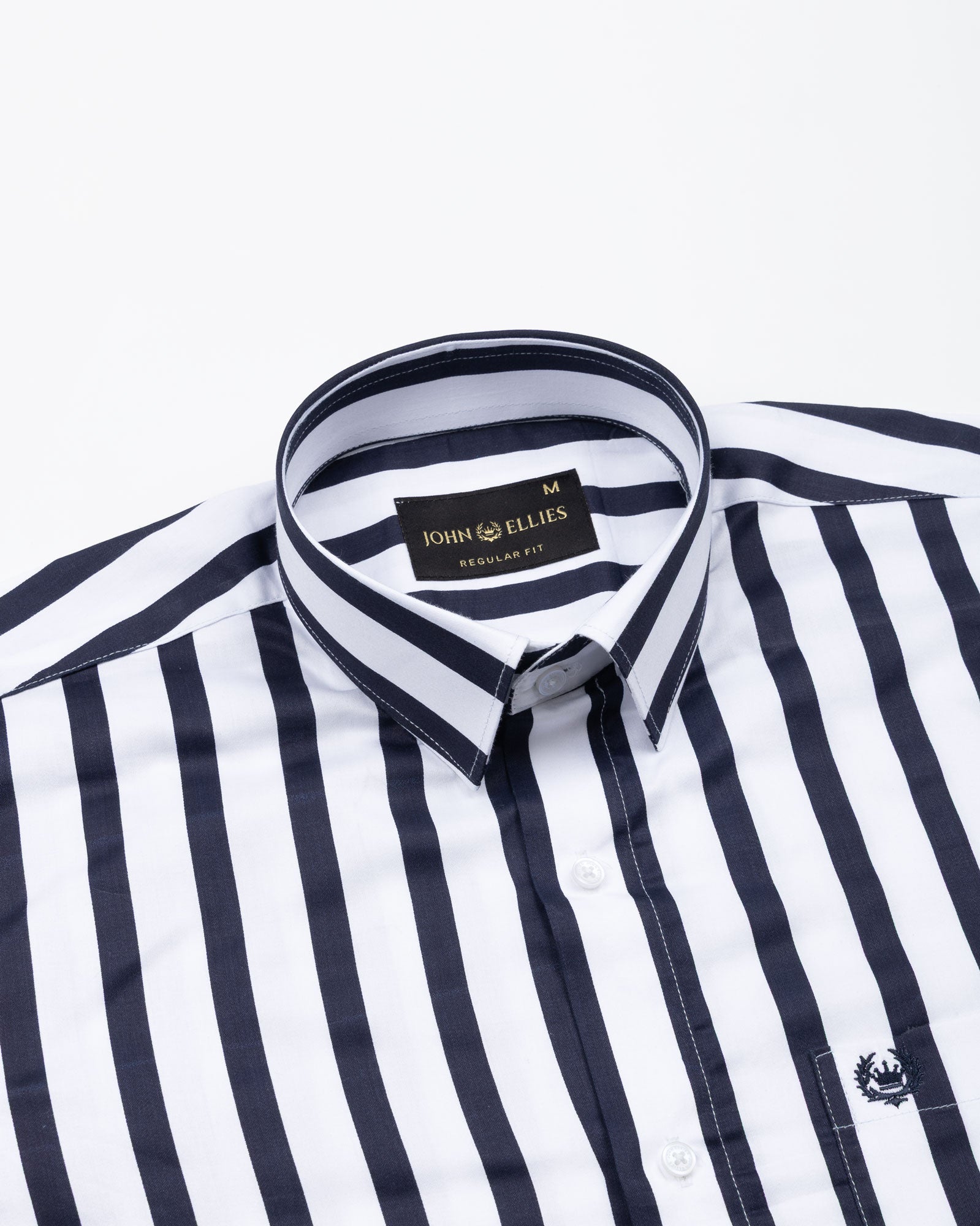 Ardine Navy Blue Stripe Cotton Shirt - John Ellies