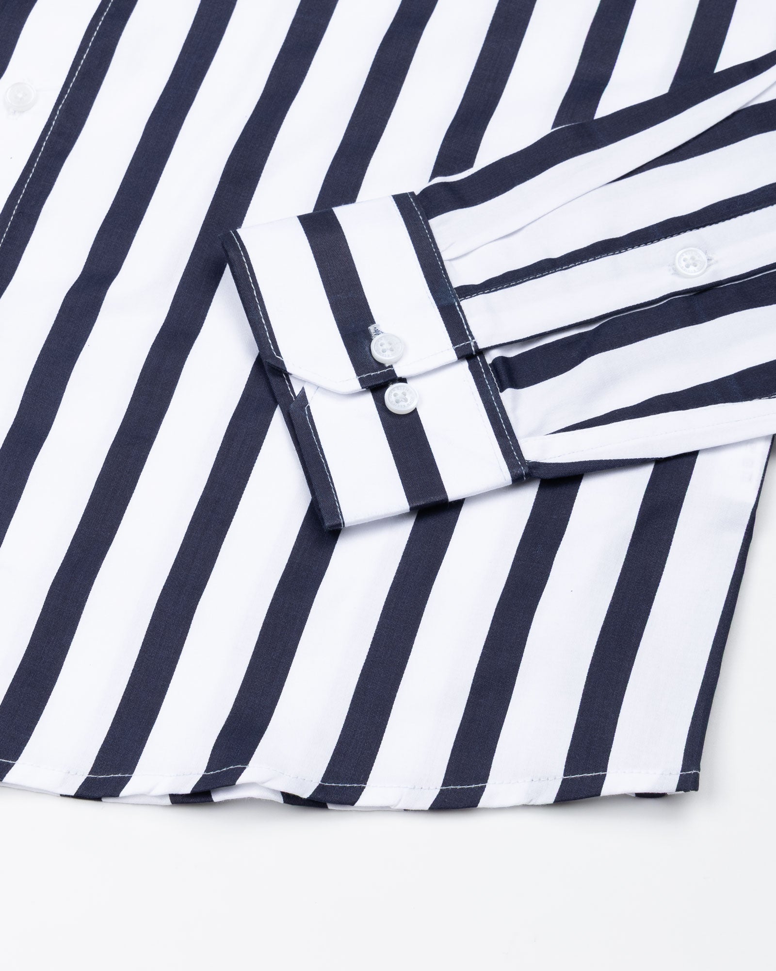 Ardine Navy Blue Stripe Cotton Shirt - John Ellies