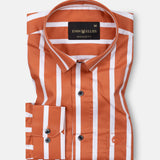 Taren Orange Stripe Cotton Shirt - John Ellies