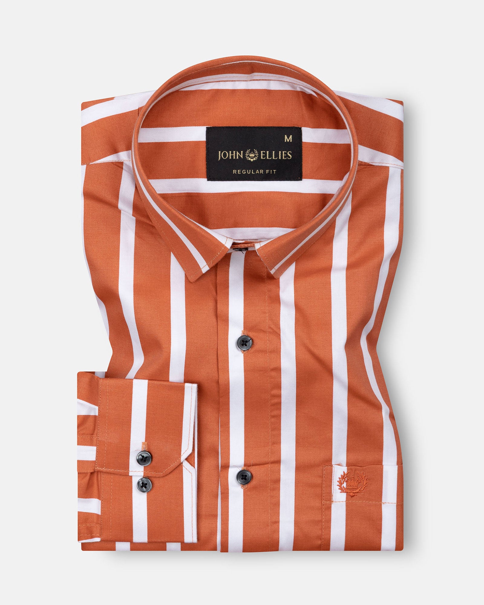 Taren Orange Stripe Cotton Shirt - John Ellies