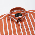 Taren Orange Stripe Cotton Shirt - John Ellies