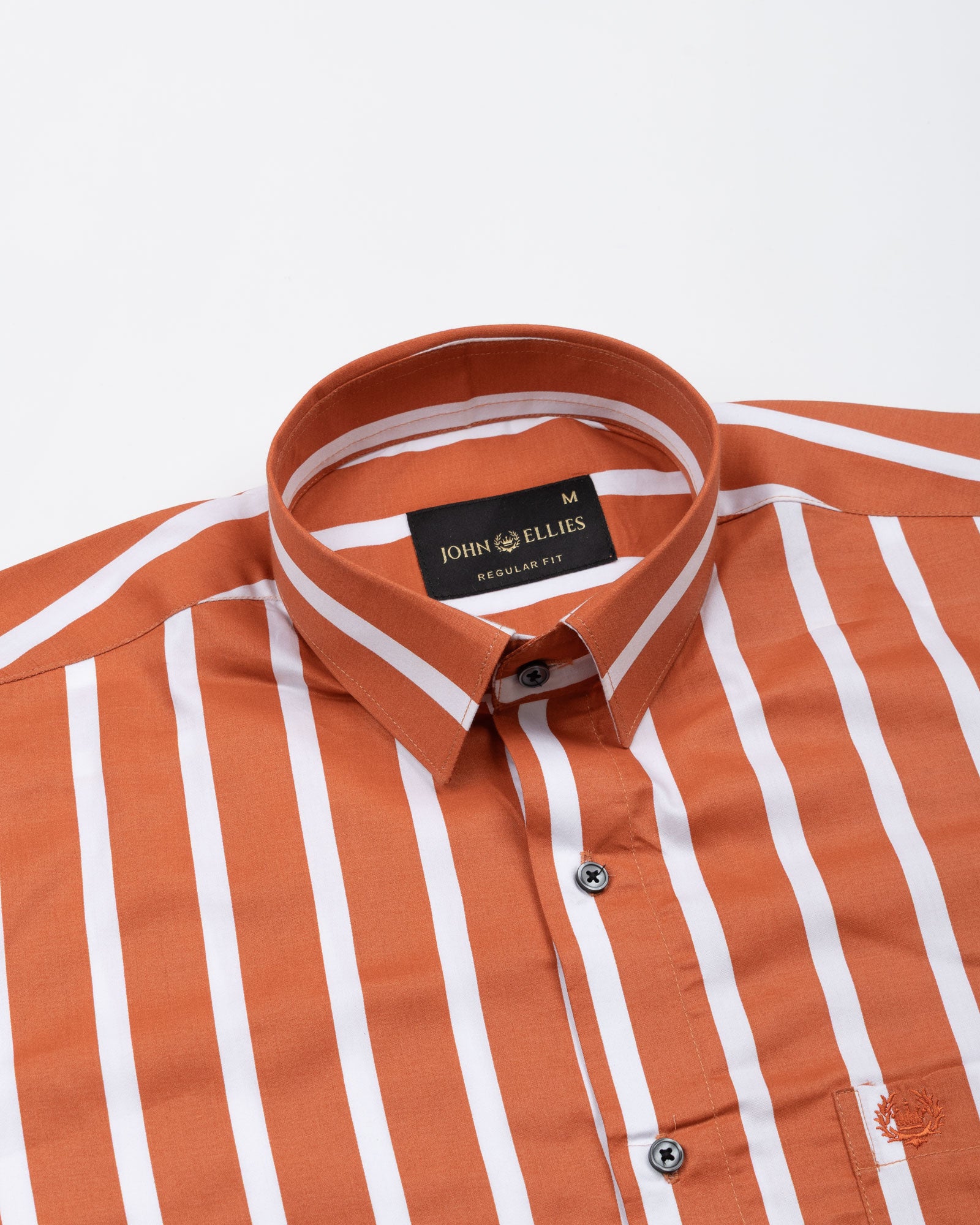 Taren Orange Stripe Cotton Shirt - John Ellies