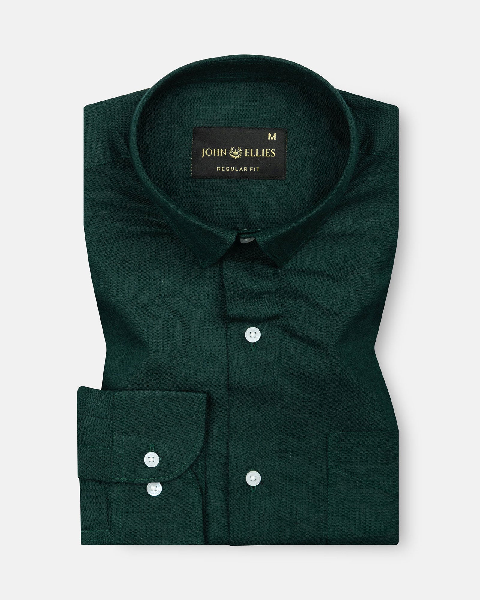 Fauren Green Plain Luxurious Linen Shirt - John Ellies
