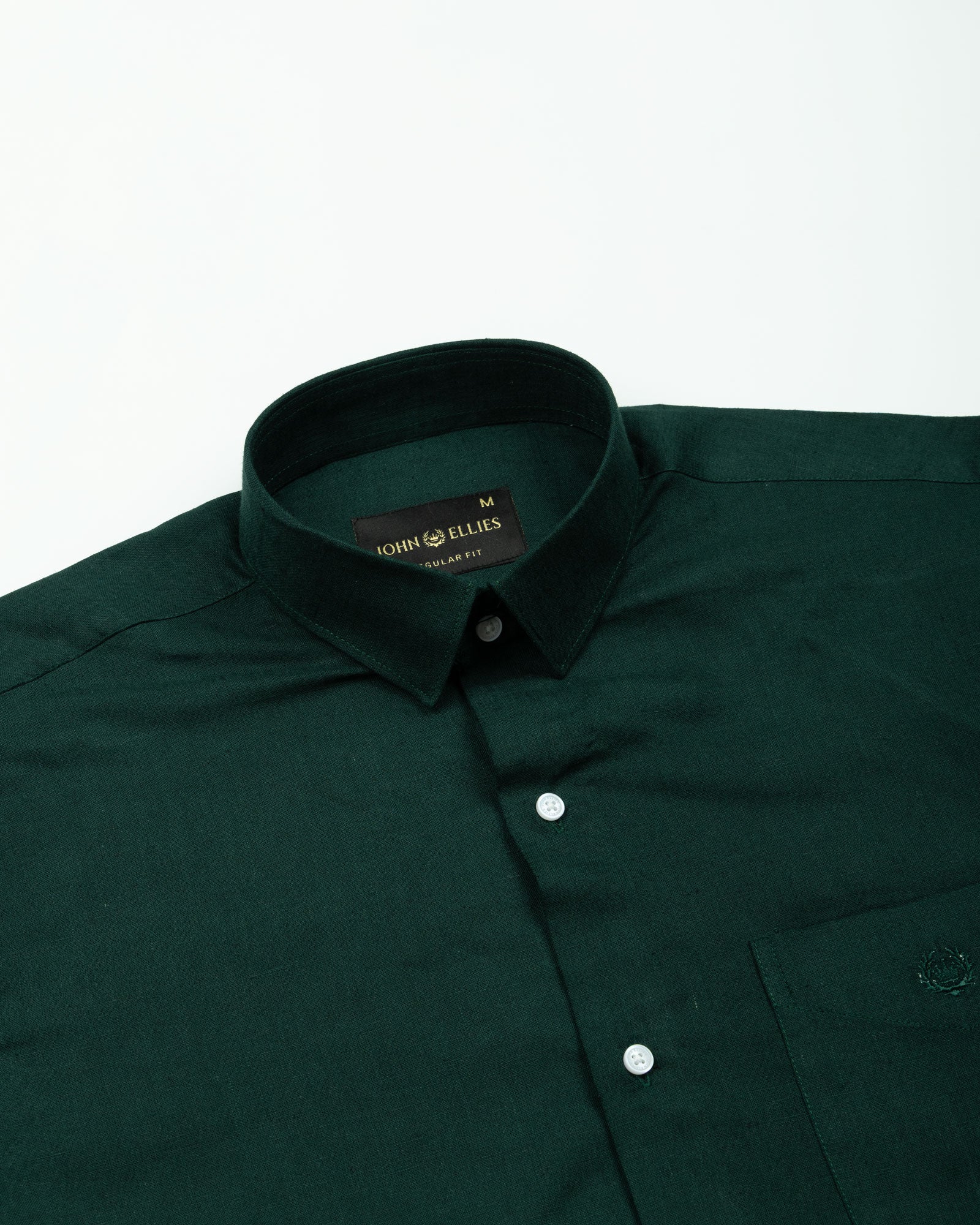 Fauren Green Plain Luxurious Linen Shirt - John Ellies
