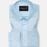 Fauren Sky Blue Plain Luxurious Linen Shirt - John Ellies