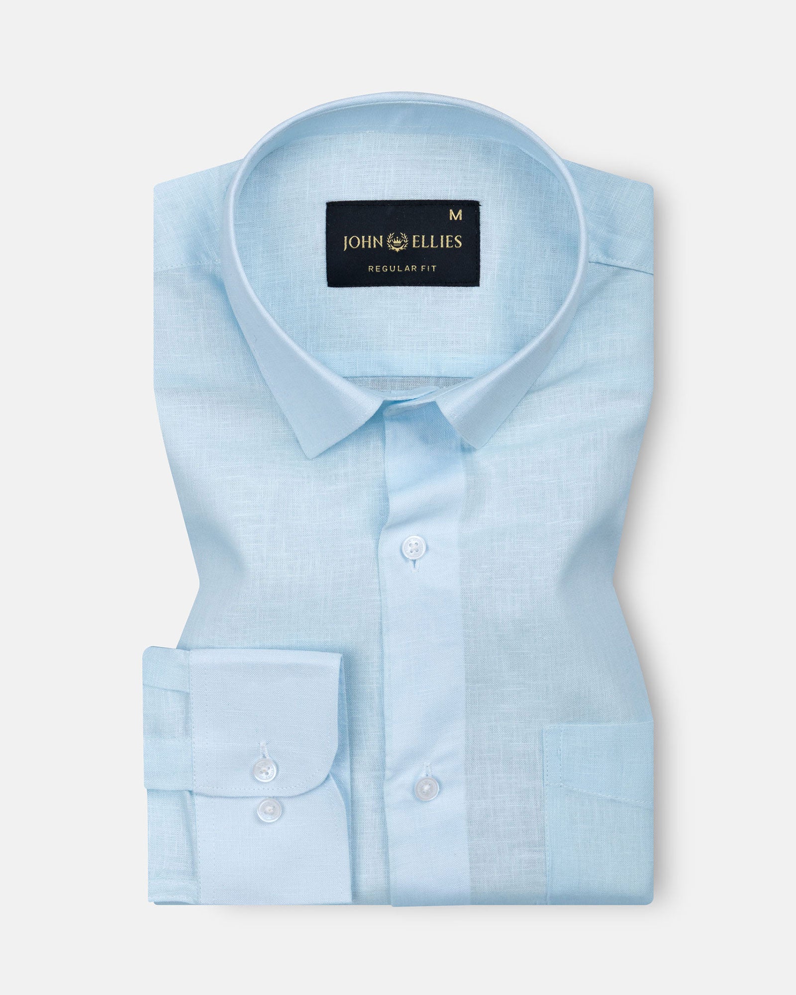 Fauren Sky Blue Plain Luxurious Linen Shirt - John Ellies
