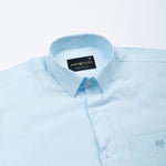 Fauren Sky Blue Plain Luxurious Linen Shirt - John Ellies