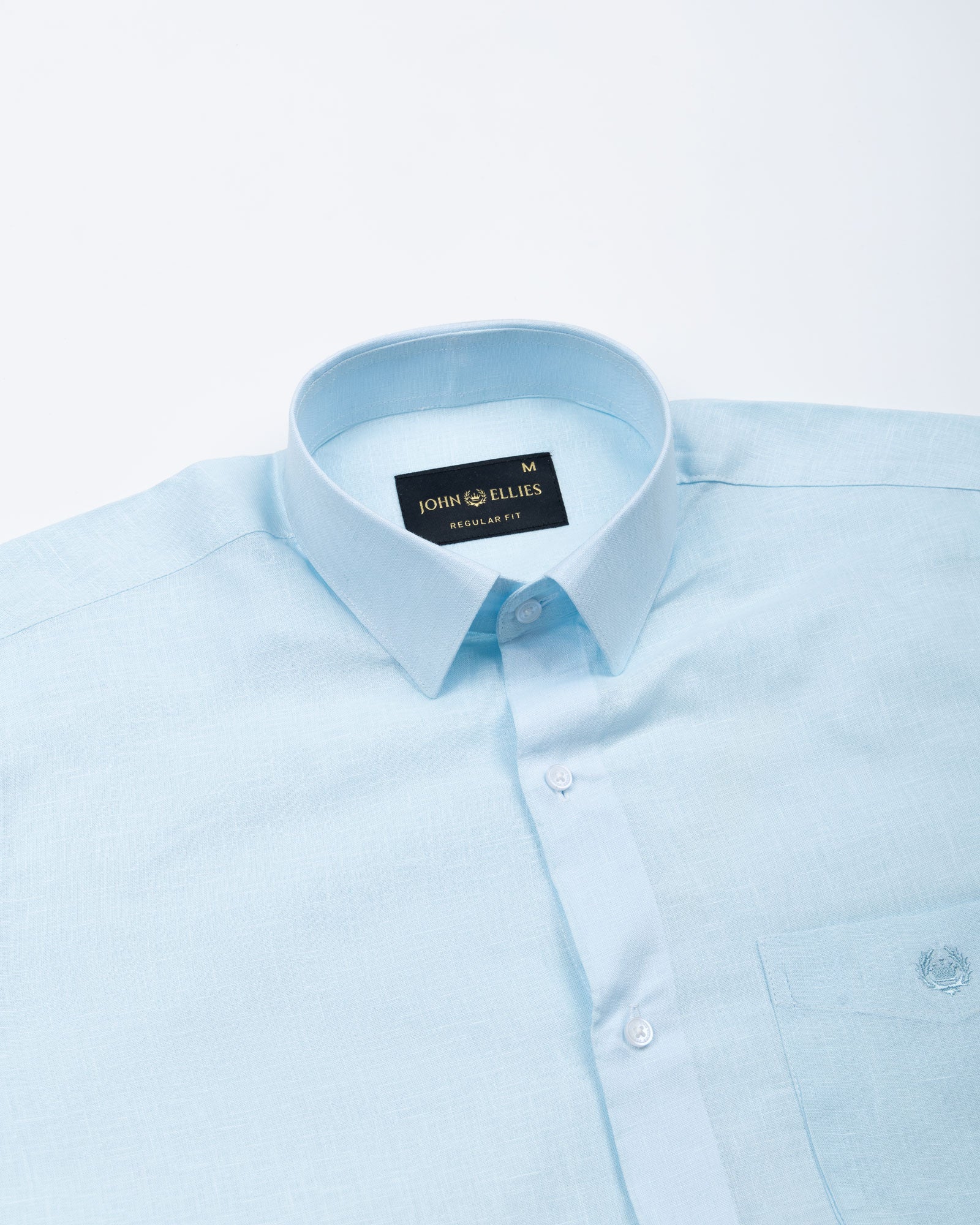 Fauren Sky Blue Plain Luxurious Linen Shirt - John Ellies