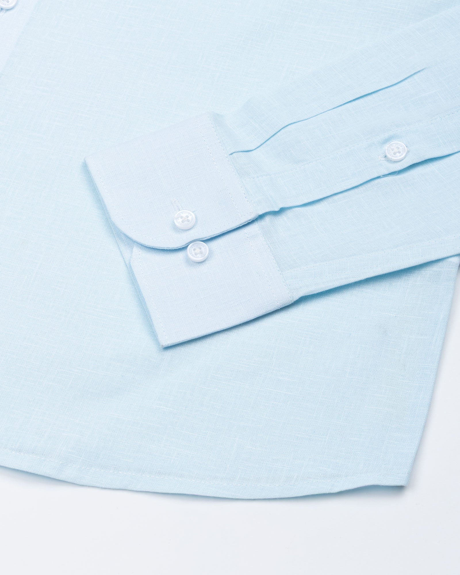 Fauren Sky Blue Plain Luxurious Linen Shirt - John Ellies