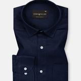 Fauren Navy Blue Plain Luxurious Linen Shirt - John Ellies