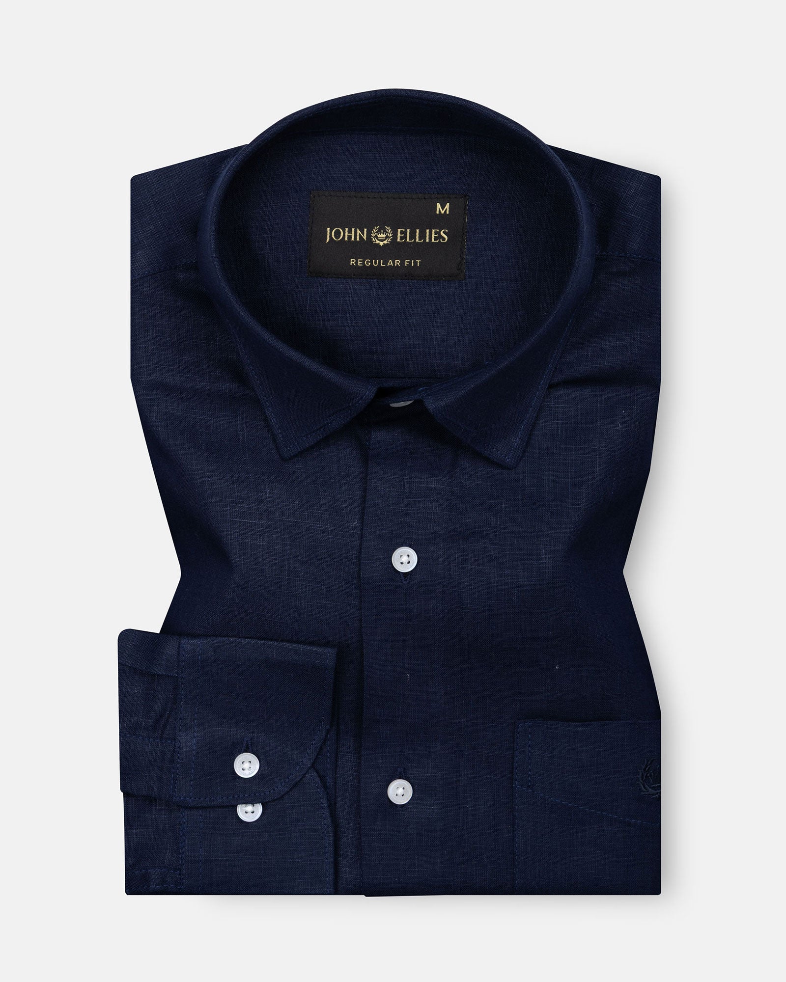 Fauren Navy Blue Plain Luxurious Linen Shirt - John Ellies