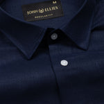 Fauren Navy Blue Plain Luxurious Linen Shirt - John Ellies