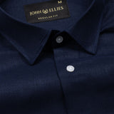 Fauren Navy Blue Plain Luxurious Linen Shirt - John Ellies