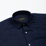 Fauren Navy Blue Plain Luxurious Linen Shirt - John Ellies