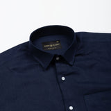 Fauren Navy Blue Plain Luxurious Linen Shirt - John Ellies