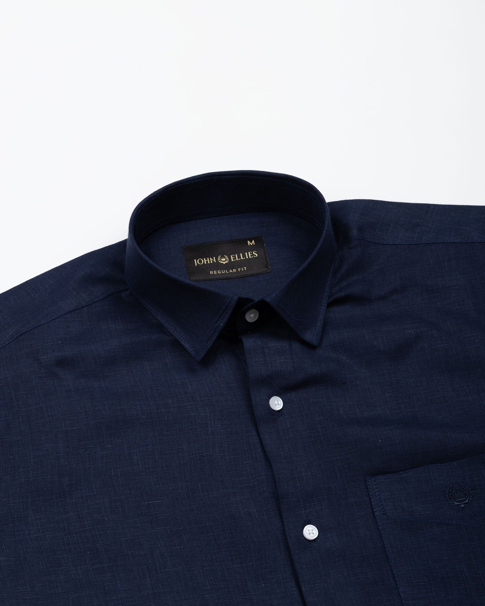 Fauren Navy Blue Plain Luxurious Linen Shirt - John Ellies