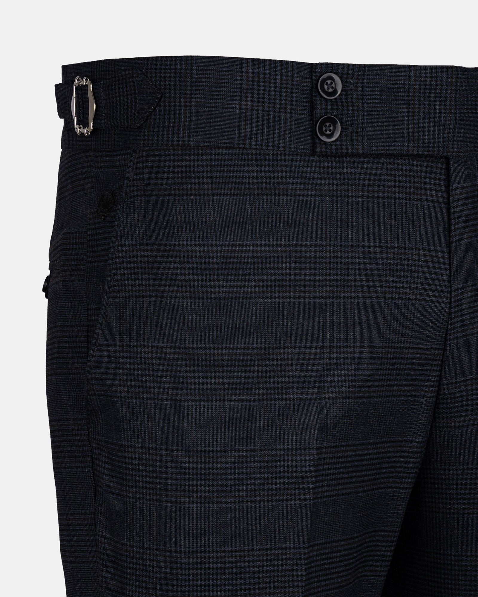 Sander Navy Blue Checked Formal Italian Pant - John Ellies