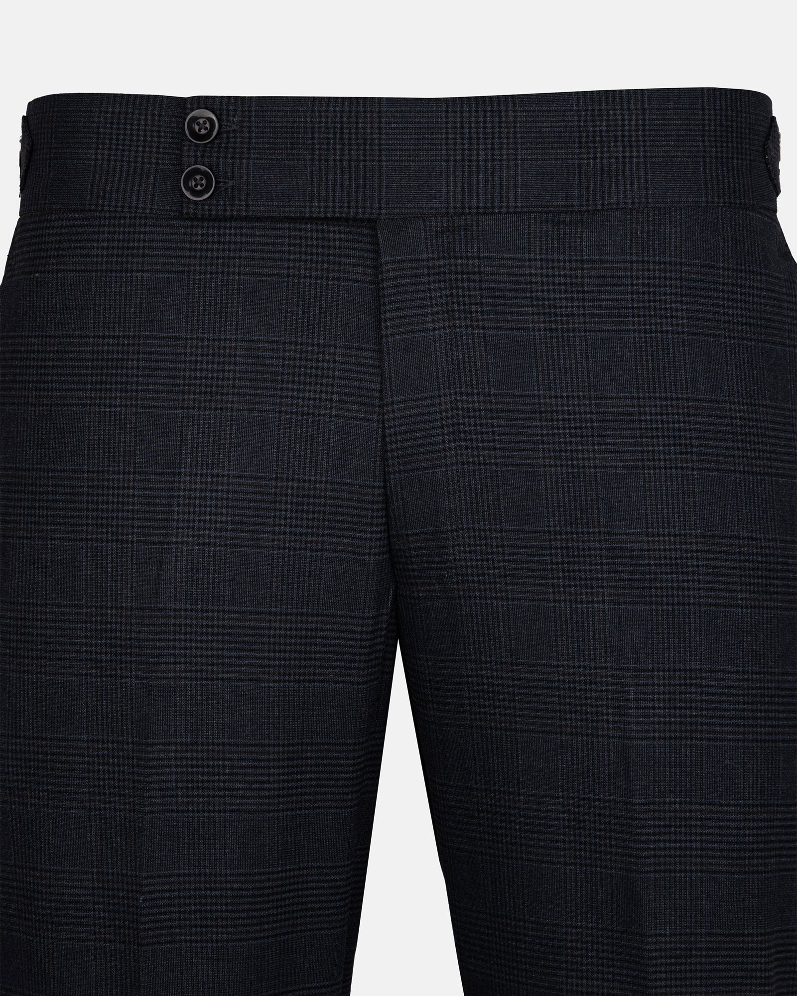 Sander Navy Blue Checked Formal Italian Pant - John Ellies